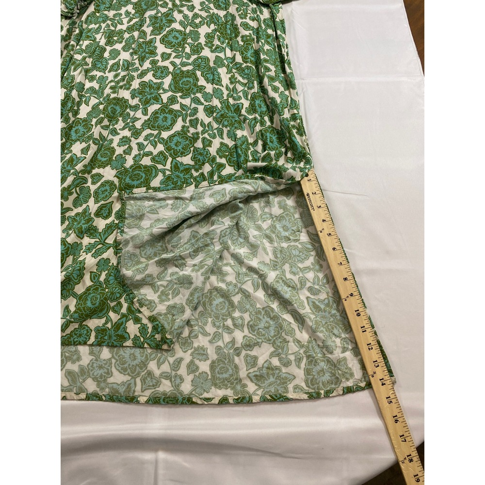Citrine Swim and Be Free Green Floral Henley Maxi Dress Long Sleeve Large - Picture 13 of 14